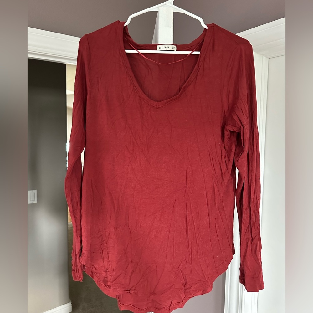 Cotton On red long sleeve shirt - size small